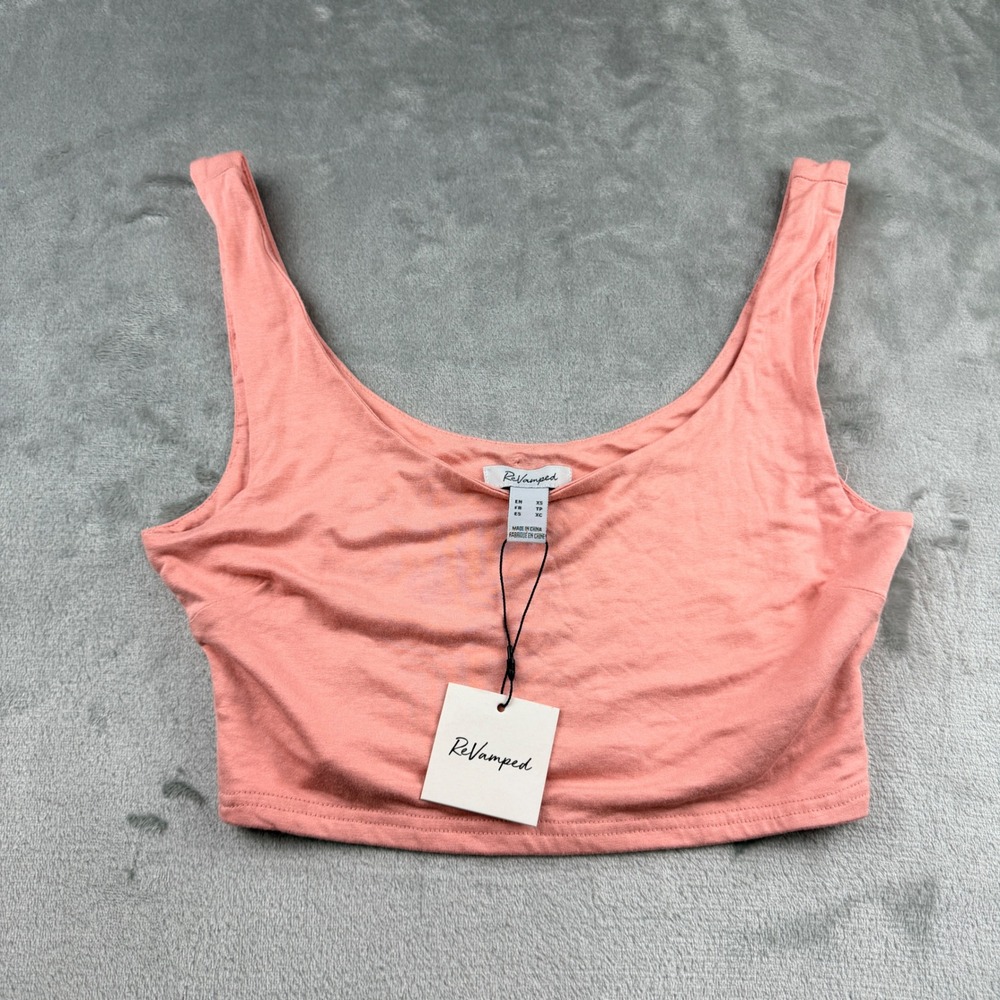 ReVamped Pink Scoop Neck Women's XS Sleeveless Crop Top